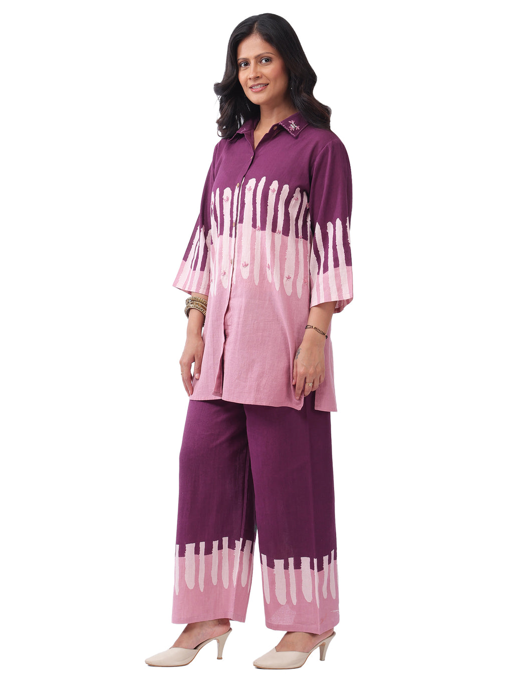 Fash'O'Holic Women's Dual Tone Purple Cotton Co-Ord Set