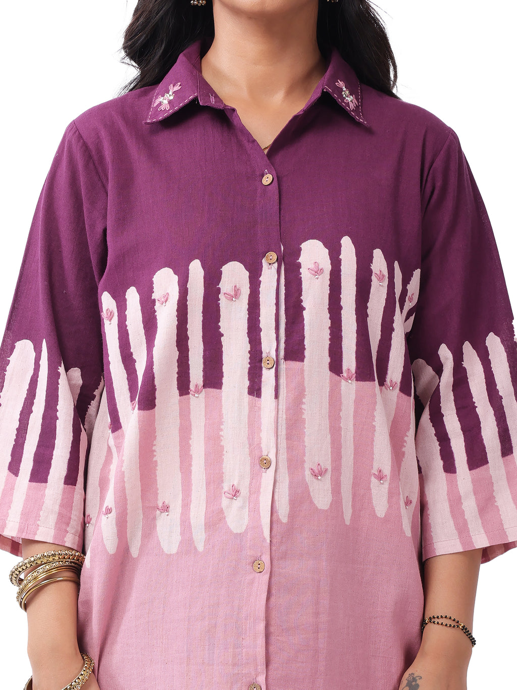 Fash'O'Holic Women's Dual Tone Purple Cotton Co-Ord Set