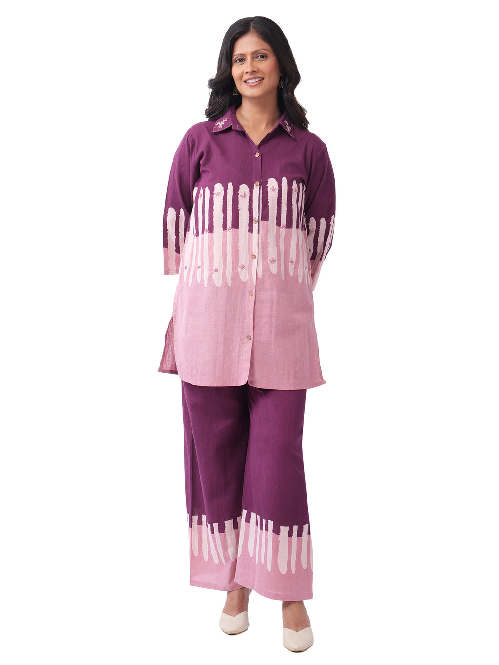 Fash'O'Holic Women's Dual Tone Purple Cotton Co-Ord Set