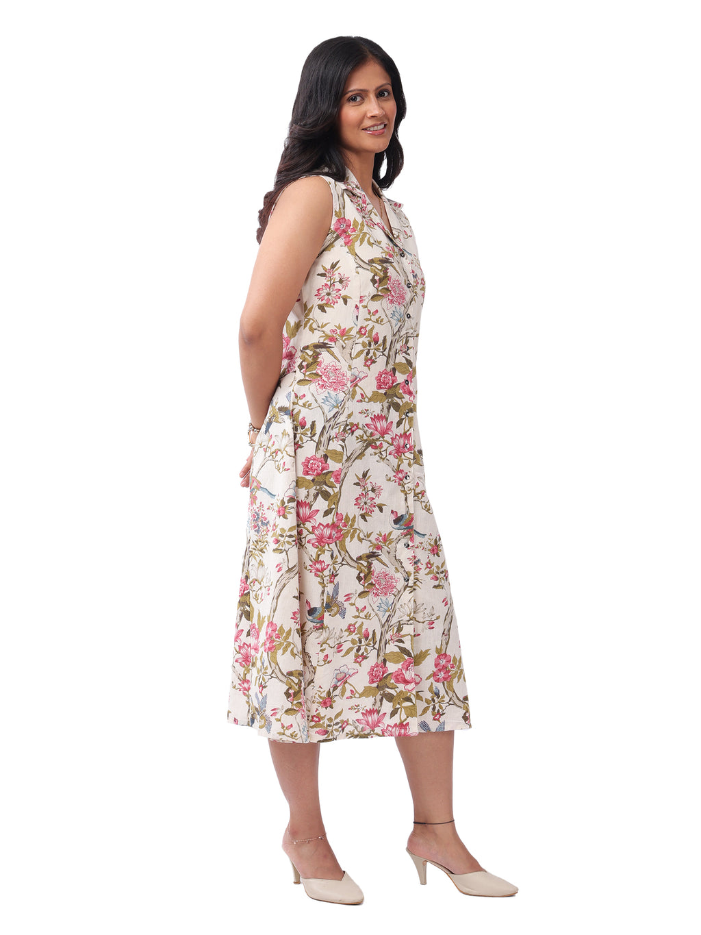 Floral Print Sleeveless Cotton Dress