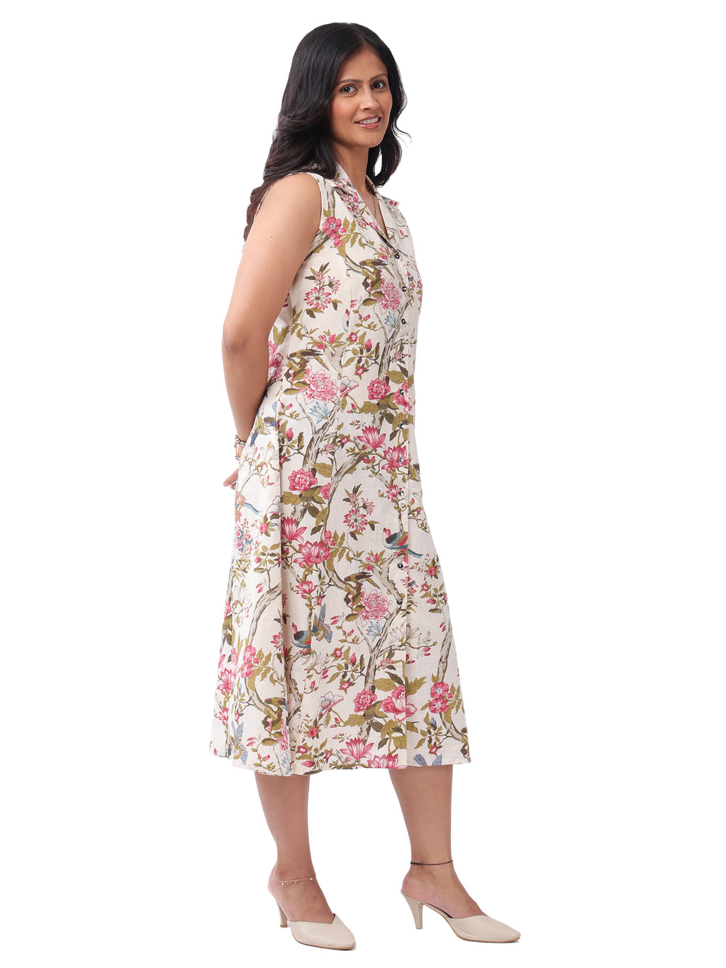 Floral Print Sleeveless Cotton Dress