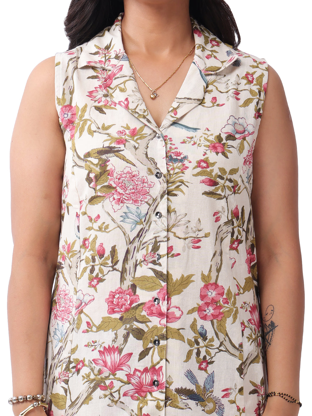 Floral Print Sleeveless Cotton Dress