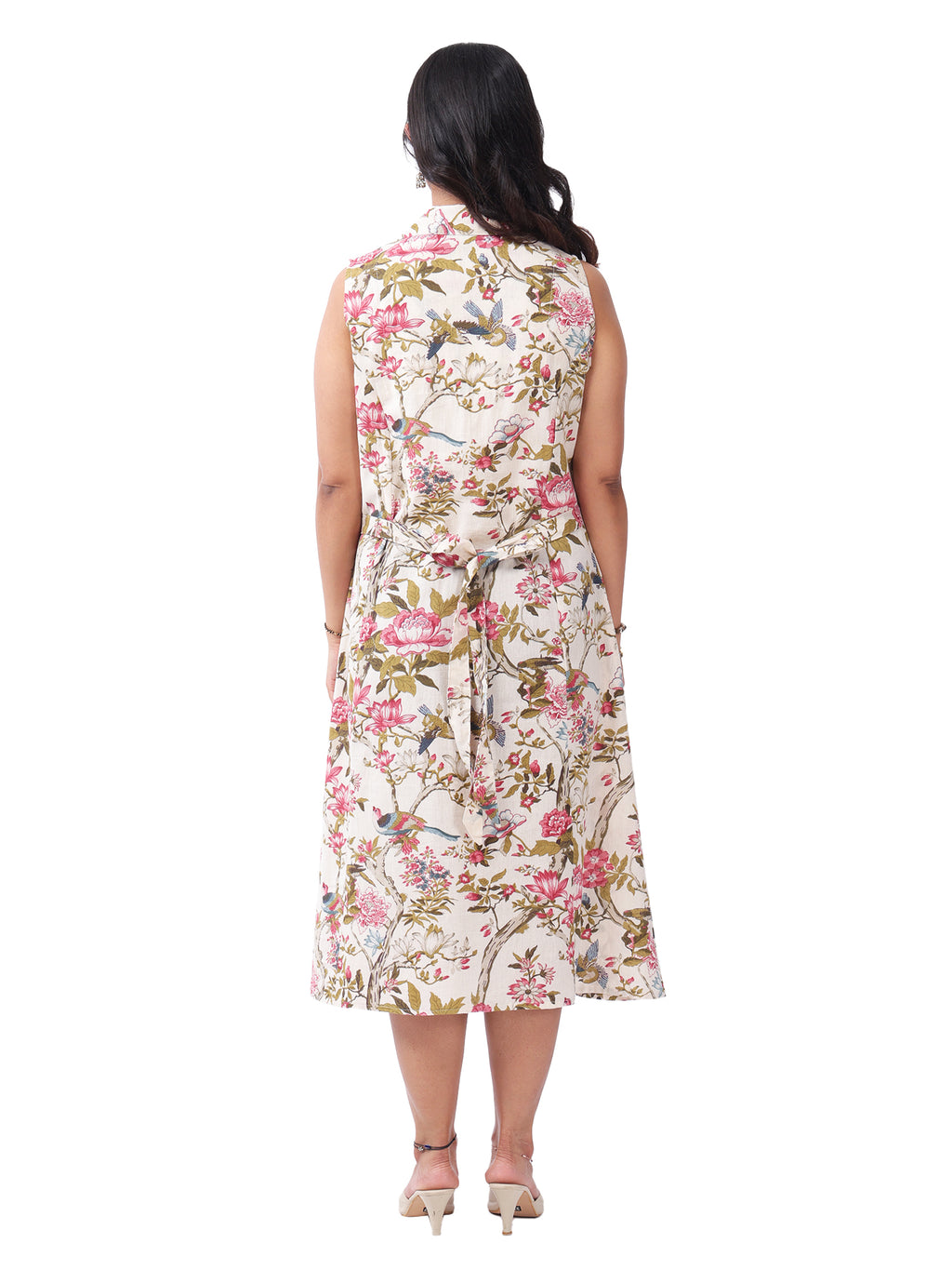 Floral Print Sleeveless Cotton Dress