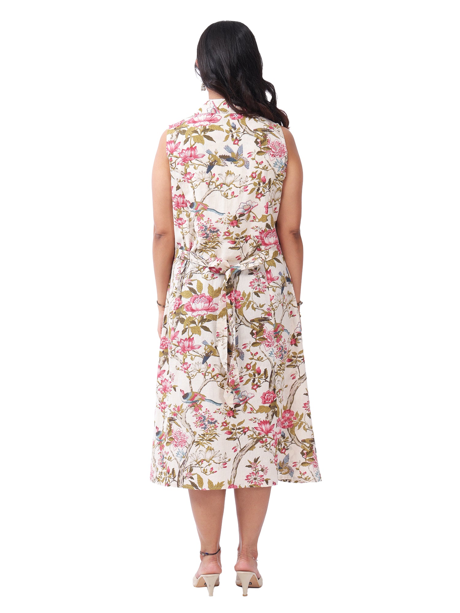 Floral Print Sleeveless Cotton Dress