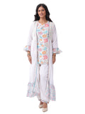 Women's Premium Cotton Slub Floral Printed 3-Piece Co-ord Set with Long Shrug | Designer Ethnic Lounge Wear