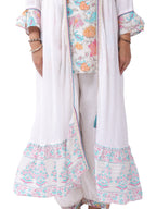 Women's Premium Cotton Slub Floral Printed 3-Piece Co-ord Set with Long Shrug | Designer Ethnic Lounge Wear