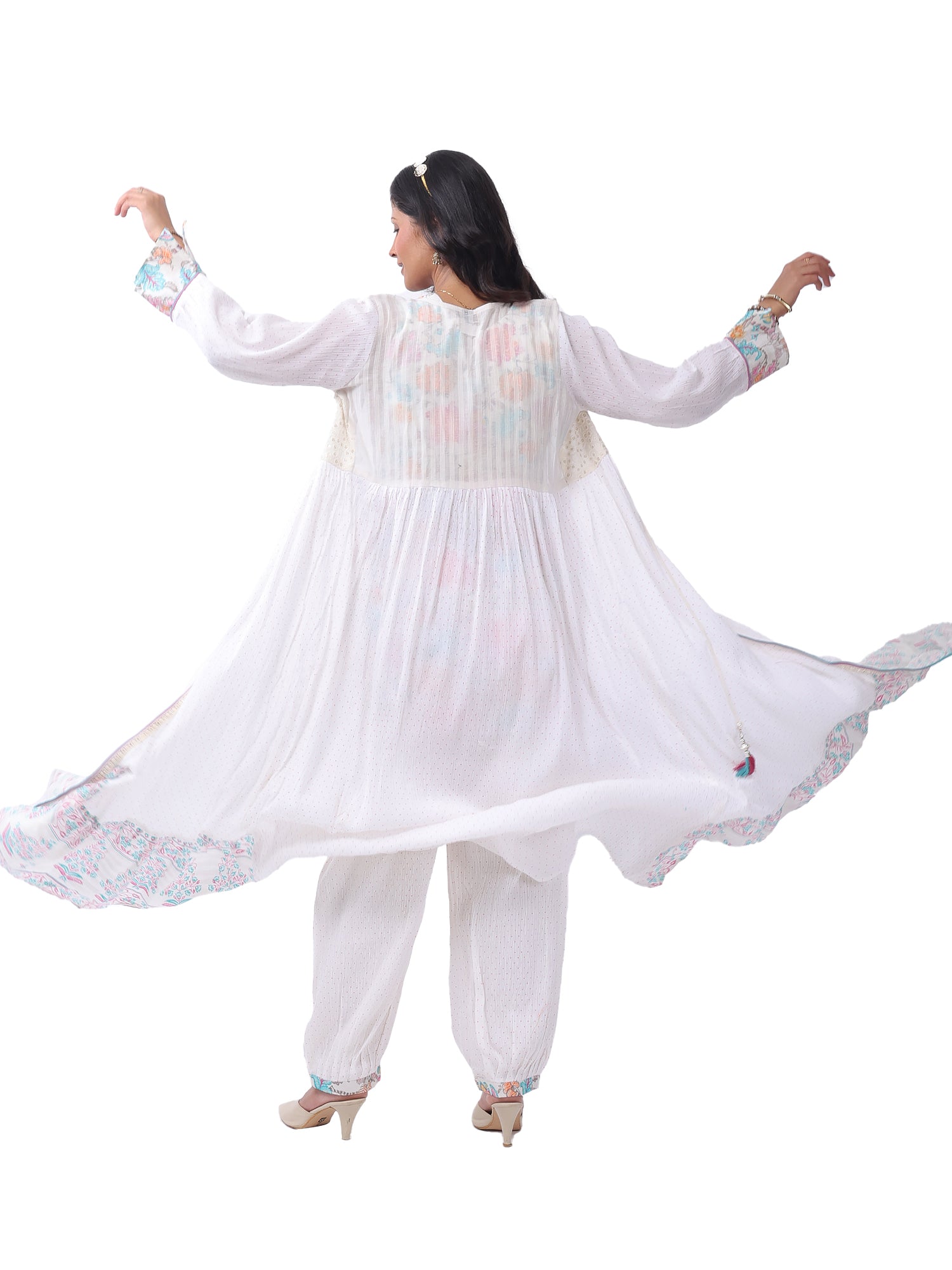 Women's Premium Cotton Slub Floral Printed 3-Piece Co-ord Set with Long Shrug | Designer Ethnic Lounge Wear