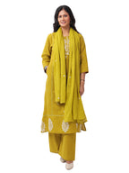 Women's Premium Cotton Slub Embroidered Kurta Palazzo Set with Dupatta | Elegant Ethnic Wear for Festive & Casual Occasions