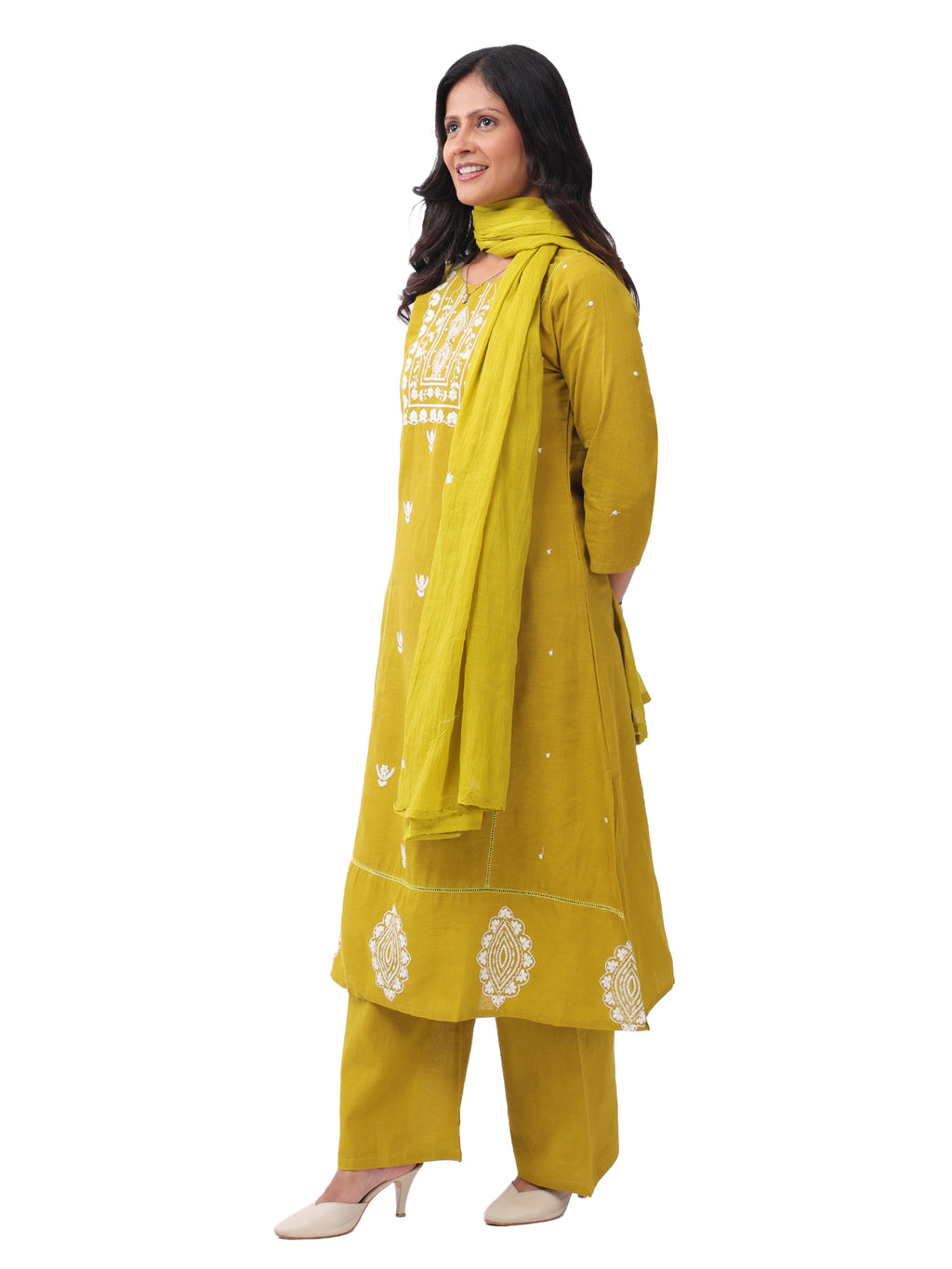 Women's Premium Cotton Slub Embroidered Kurta Palazzo Set with Dupatta | Elegant Ethnic Wear for Festive & Casual Occasions