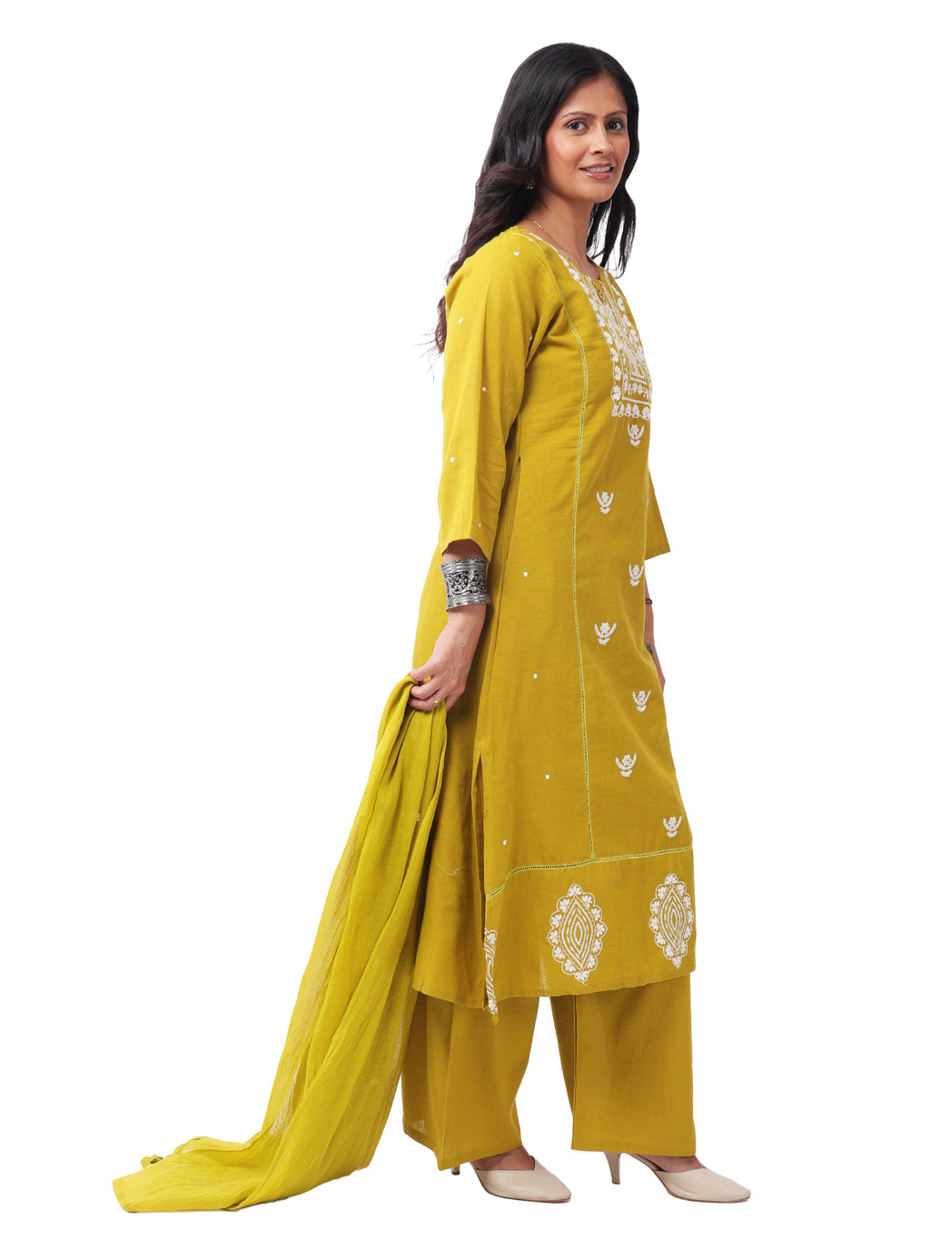 Women's Premium Cotton Slub Embroidered Kurta Palazzo Set with Dupatta | Elegant Ethnic Wear for Festive & Casual Occasions