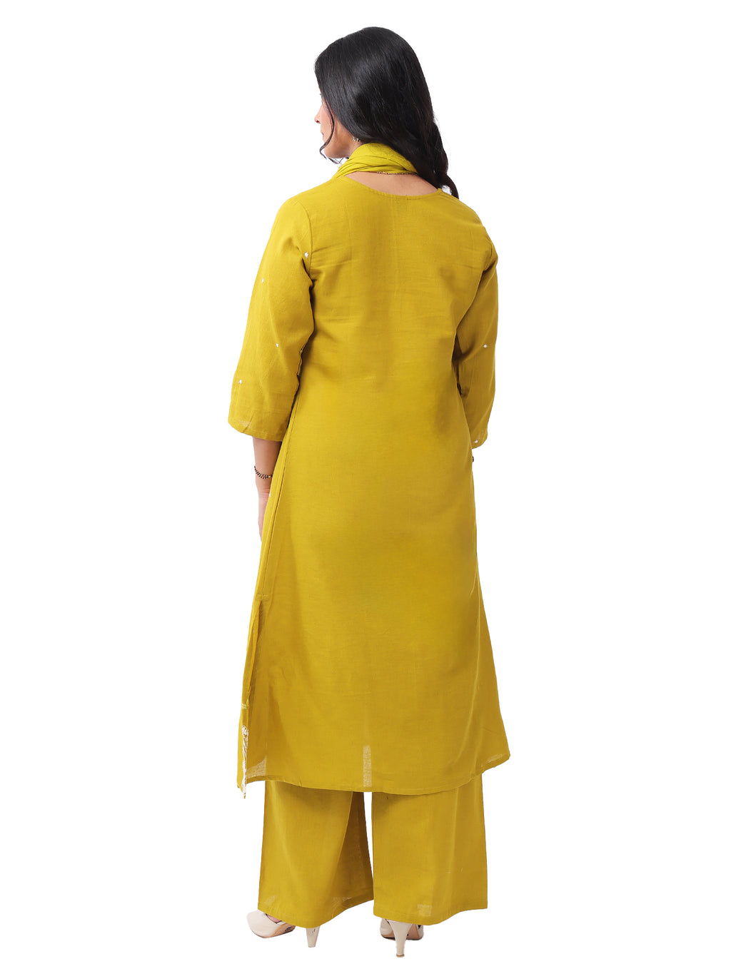 Women's Premium Cotton Slub Embroidered Kurta Palazzo Set with Dupatta | Elegant Ethnic Wear for Festive & Casual Occasions
