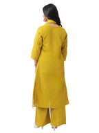 Women's Premium Cotton Slub Embroidered Kurta Palazzo Set with Dupatta | Elegant Ethnic Wear for Festive & Casual Occasions
