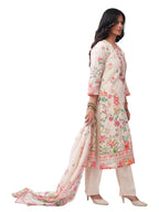 FOH Ivory Floral Printed Kurta Set with Dupatta