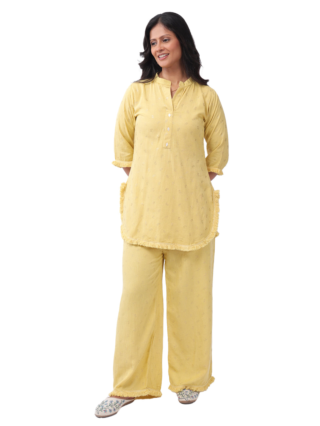 Fash'O'Holic Women's Premium Sunshine Yellow Cotton Co-ord Set