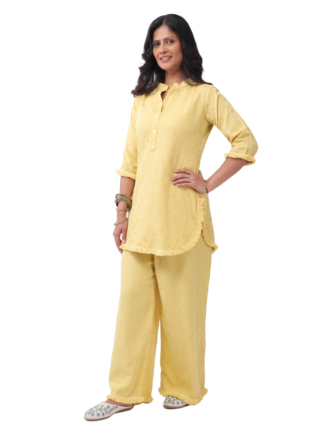 Fash'O'Holic Women's Premium Sunshine Yellow Cotton Co-ord Set