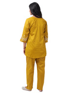 Mustard Yellow Silk Cotton Embroidered Co-Ord Set