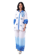 Fash'O'Holic Women's Premium White & Blue Printed Cotton Co-ord Set