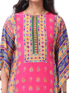 Women's Premium Digital Printed Kaftan Kurta with Cotton Inner & Dhoti Pant | 3-Piece Designer Ethnic Co-ord Set
