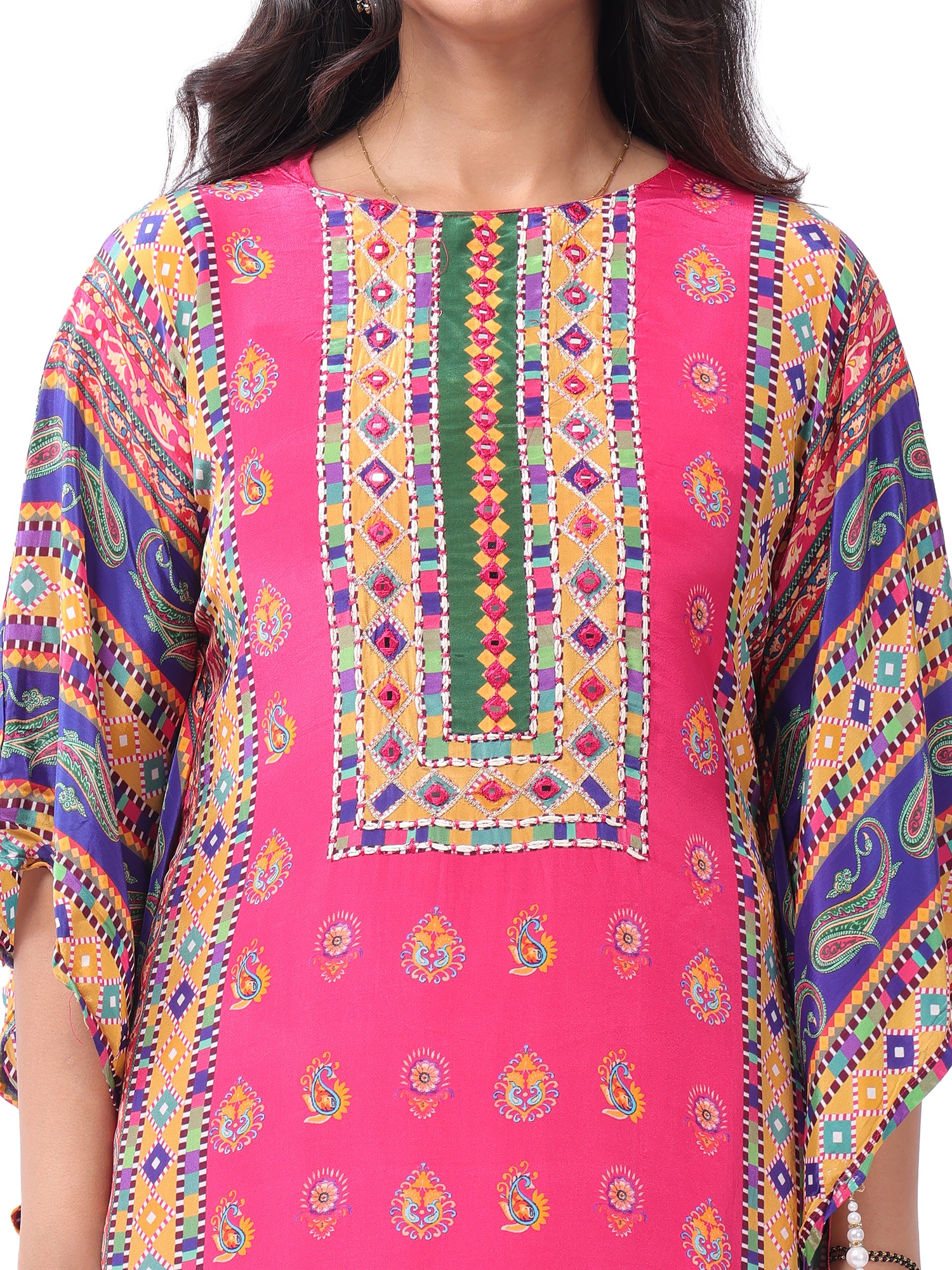 Women's Premium Digital Printed Kaftan Kurta with Cotton Inner & Dhoti Pant | 3-Piece Designer Ethnic Co-ord Set