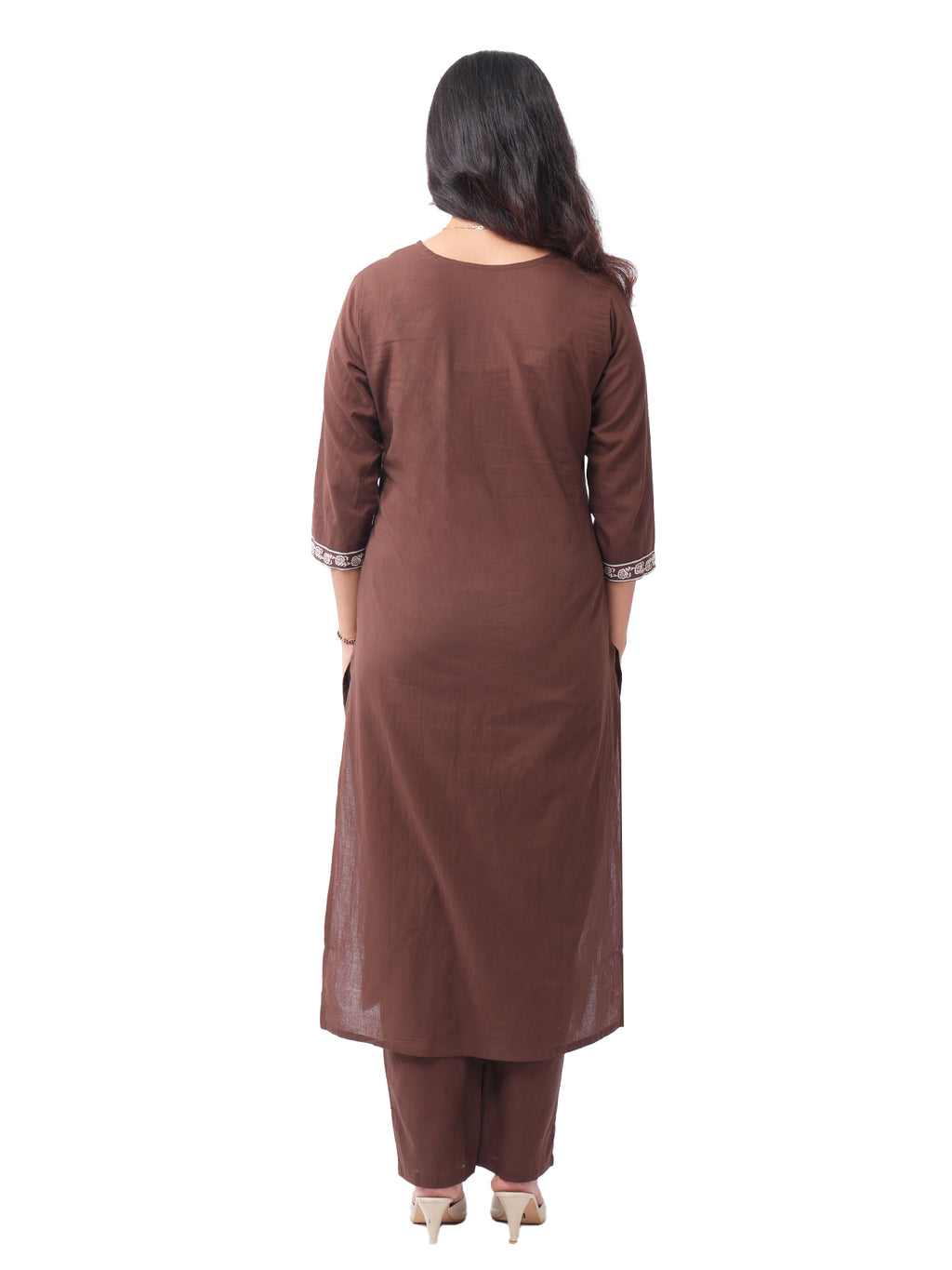 Brown Tribal Print Cotton Kurta Pant Set with Dupatta