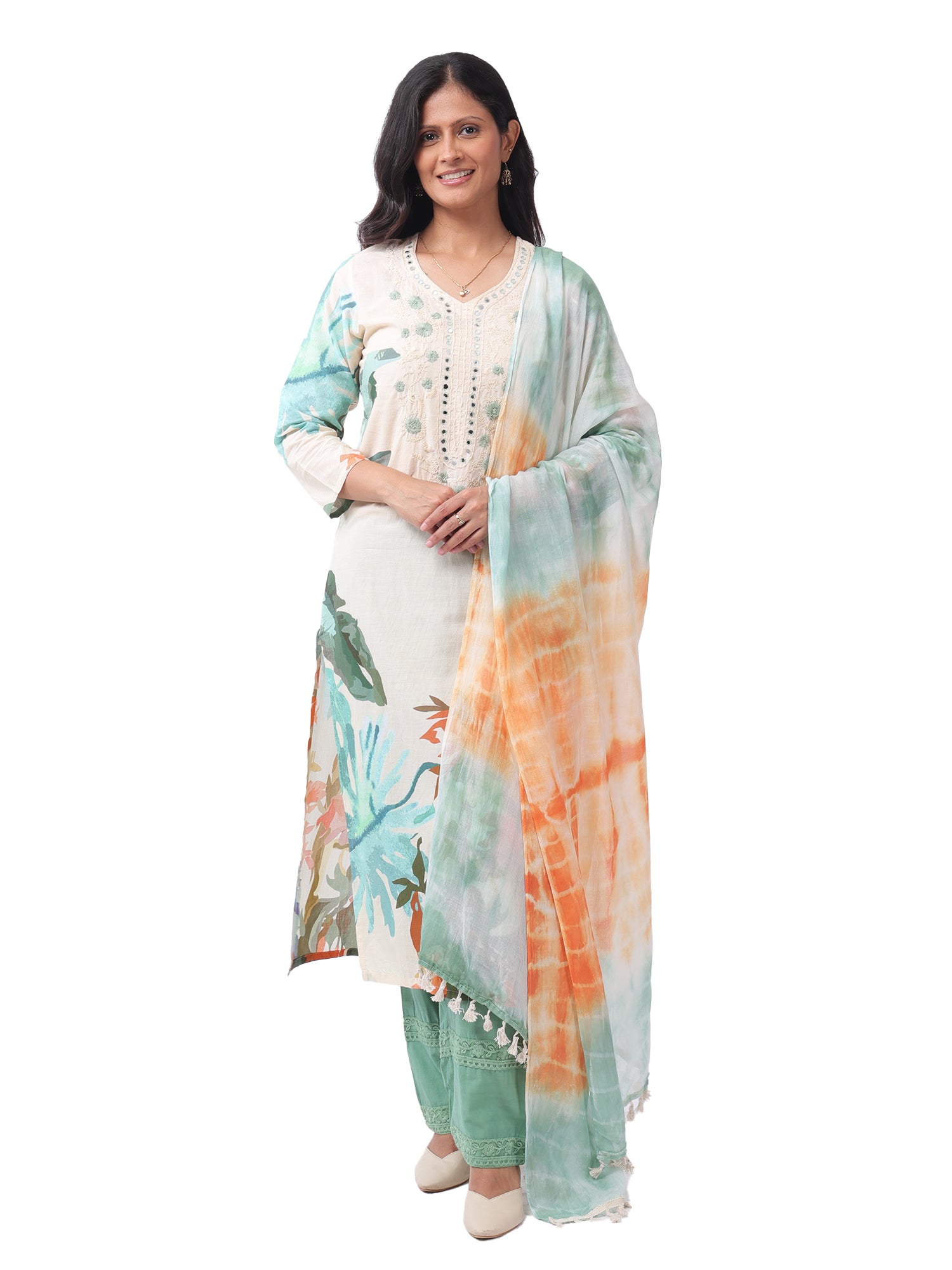 Fash'O'Holic Women's Monochrome Abstract Printed Rayon Midi Dress with Tie-Up Belt