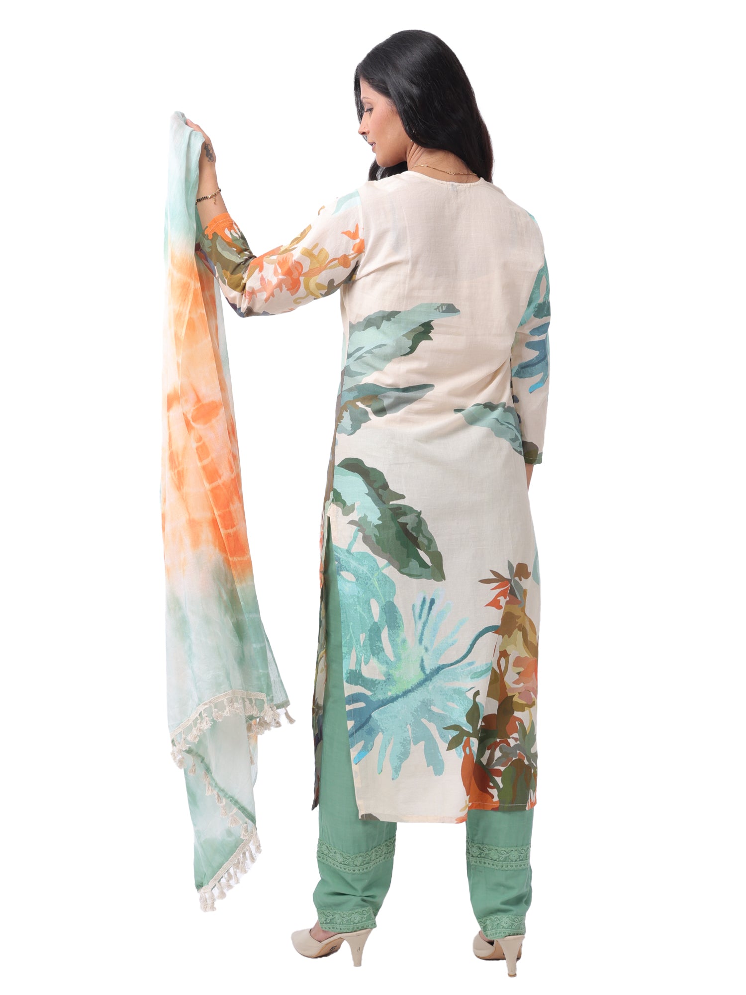 Fash'O'Holic Women's Monochrome Abstract Printed Rayon Midi Dress with Tie-Up Belt
