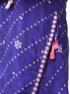 Royal Blue Cotton Bandhani Print Co-Ord Set with Asymmetrical Kurta