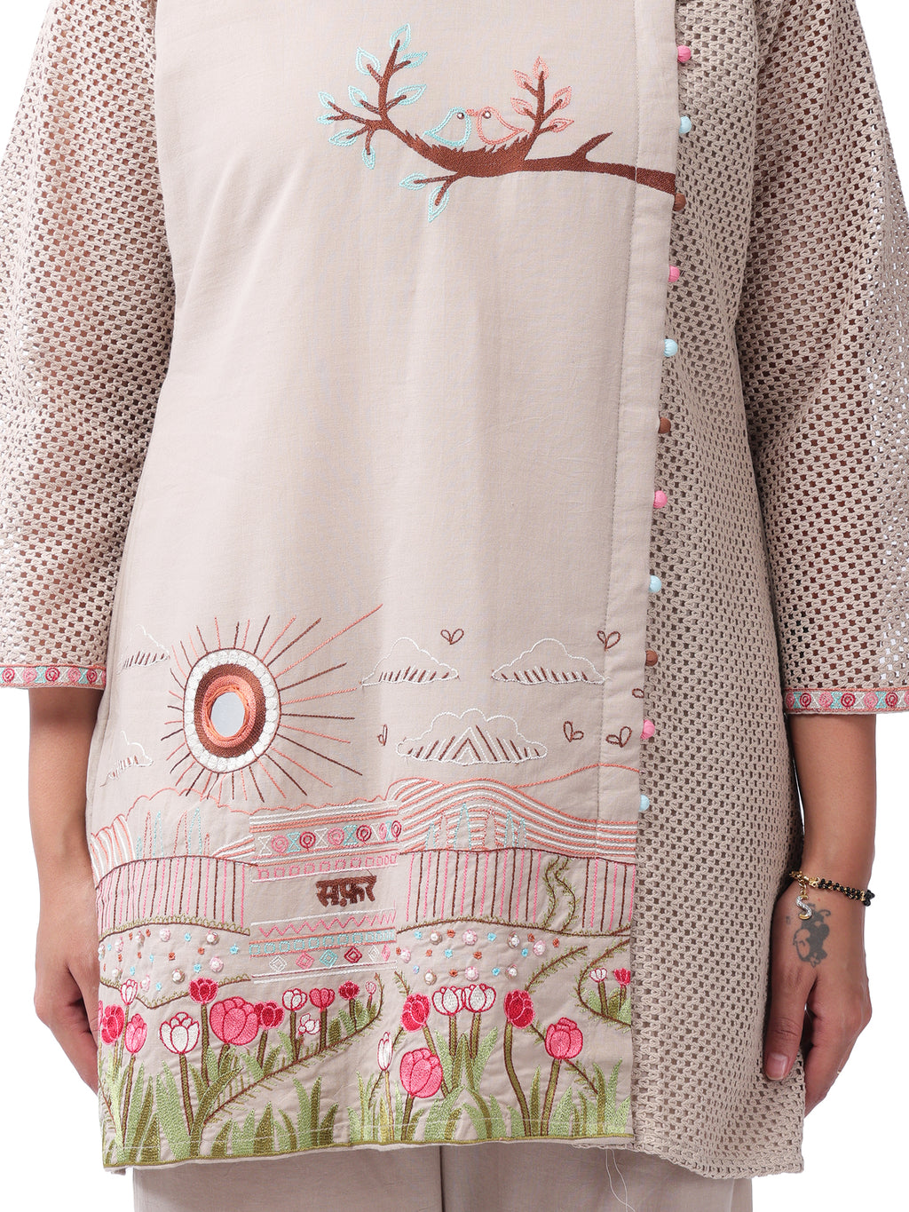 Fash'O'Holic Women's Premium Scenic Print Cotton Beige Co-Ord Set