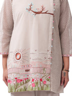 Fash'O'Holic Women's Premium Scenic Print Cotton Beige Co-Ord Set