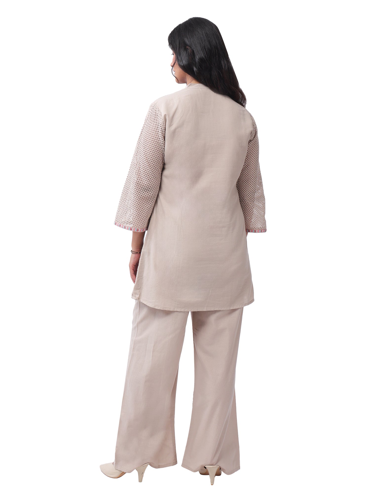 Fash'O'Holic Women's Premium Scenic Print Cotton Beige Co-Ord Set