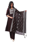 Women's Premium Cotton Embroidered 3-Piece Kurta Pant Set with Printed Dupatta | Elegant Ethnic Wear for Festive & Daily Wear