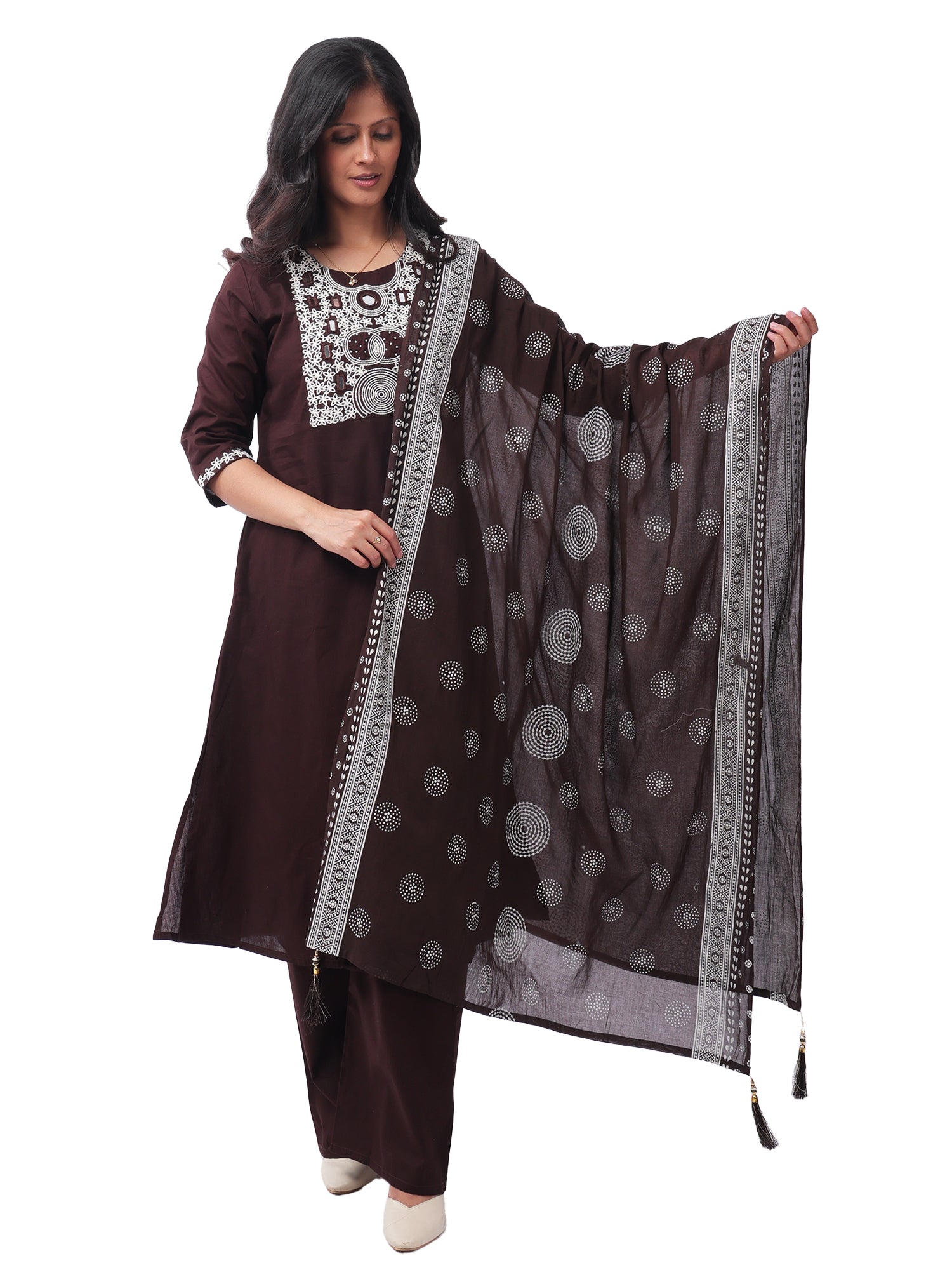 Women's Premium Cotton Embroidered 3-Piece Kurta Pant Set with Printed Dupatta | Elegant Ethnic Wear for Festive & Daily Wear