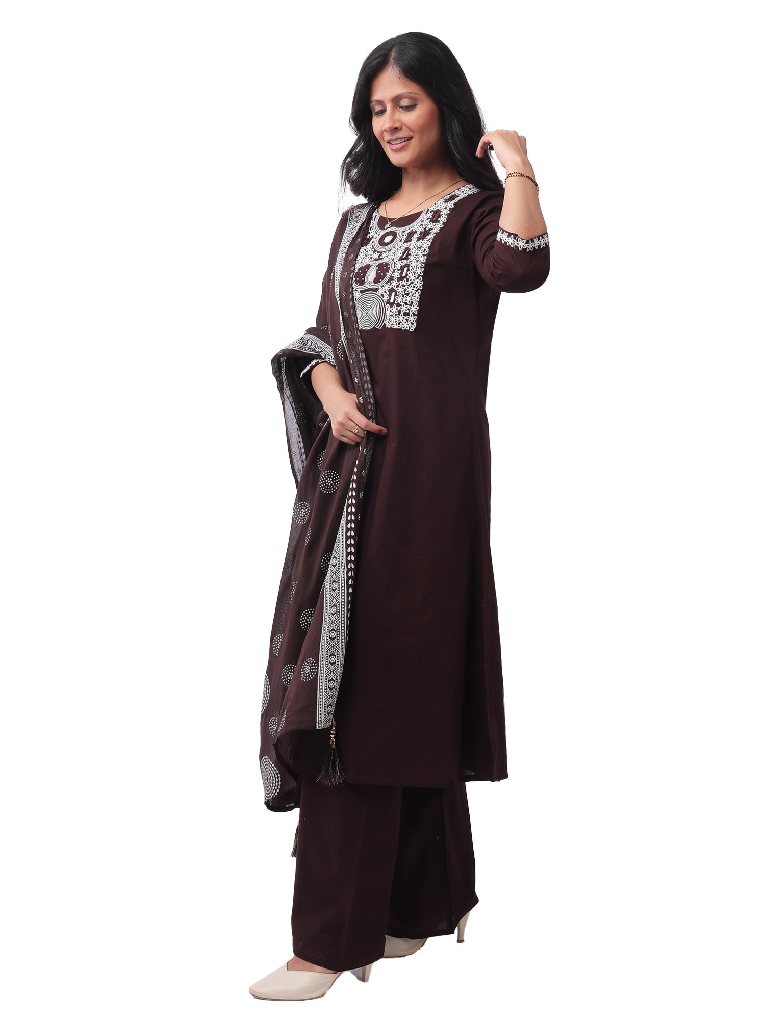 Women's Premium Cotton Embroidered 3-Piece Kurta Pant Set with Printed Dupatta | Elegant Ethnic Wear for Festive & Daily Wear