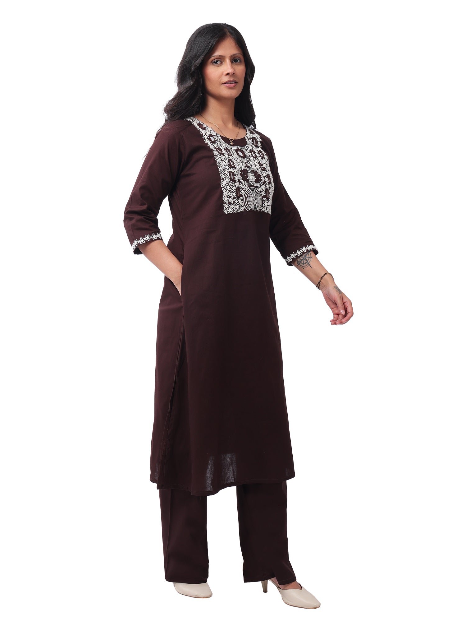 Women's Premium Cotton Embroidered 3-Piece Kurta Pant Set with Printed Dupatta | Elegant Ethnic Wear for Festive & Daily Wear