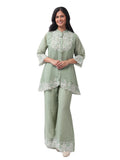 Fash'O'Holic Women's Premium Sage Green Embroidered Silk Co-ord Set