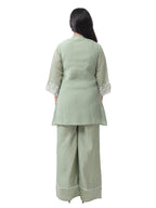 Fash'O'Holic Women's Premium Sage Green Embroidered Silk Co-ord Set