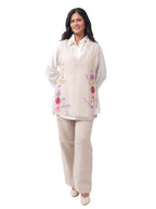 Fash'O'Holic Women's Beige Embroidered Jute Cotton Three Piece Co-Ord Set
