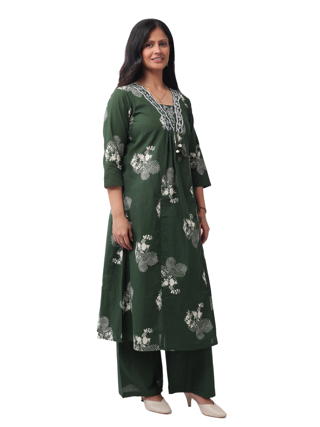 Fash'O'Holic Women's Green Printed Cotton Kurta Pant with Dupatta Set | 3-Piece Ethnic Suit Set
