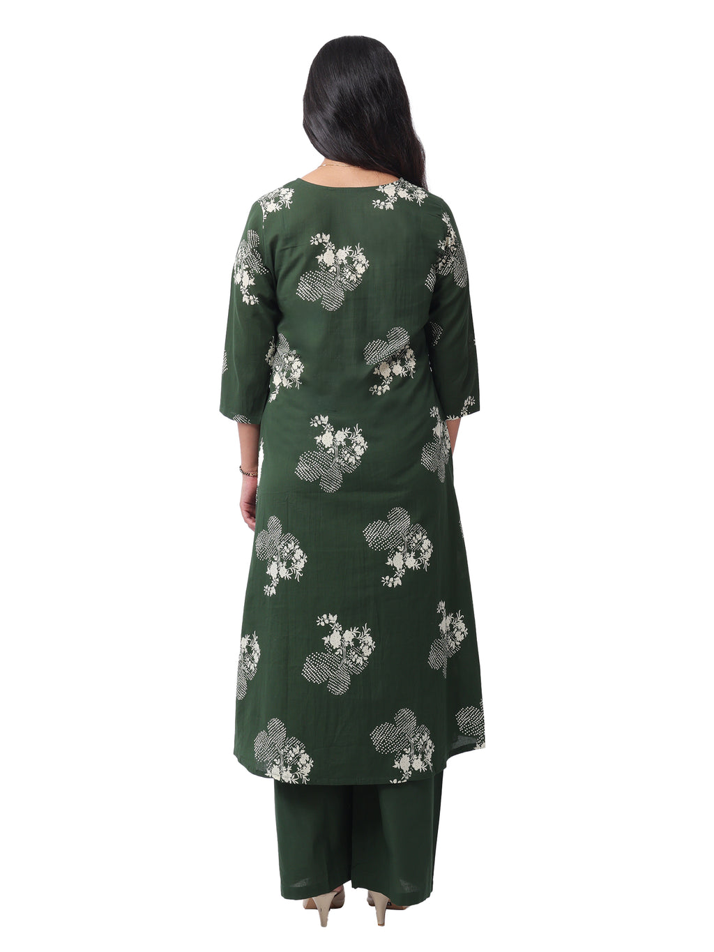 Fash'O'Holic Women's Green Printed Cotton Kurta Pant with Dupatta Set | 3-Piece Ethnic Suit Set