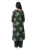 Fash'O'Holic Women's Green Printed Cotton Kurta Pant with Dupatta Set | 3-Piece Ethnic Suit Set