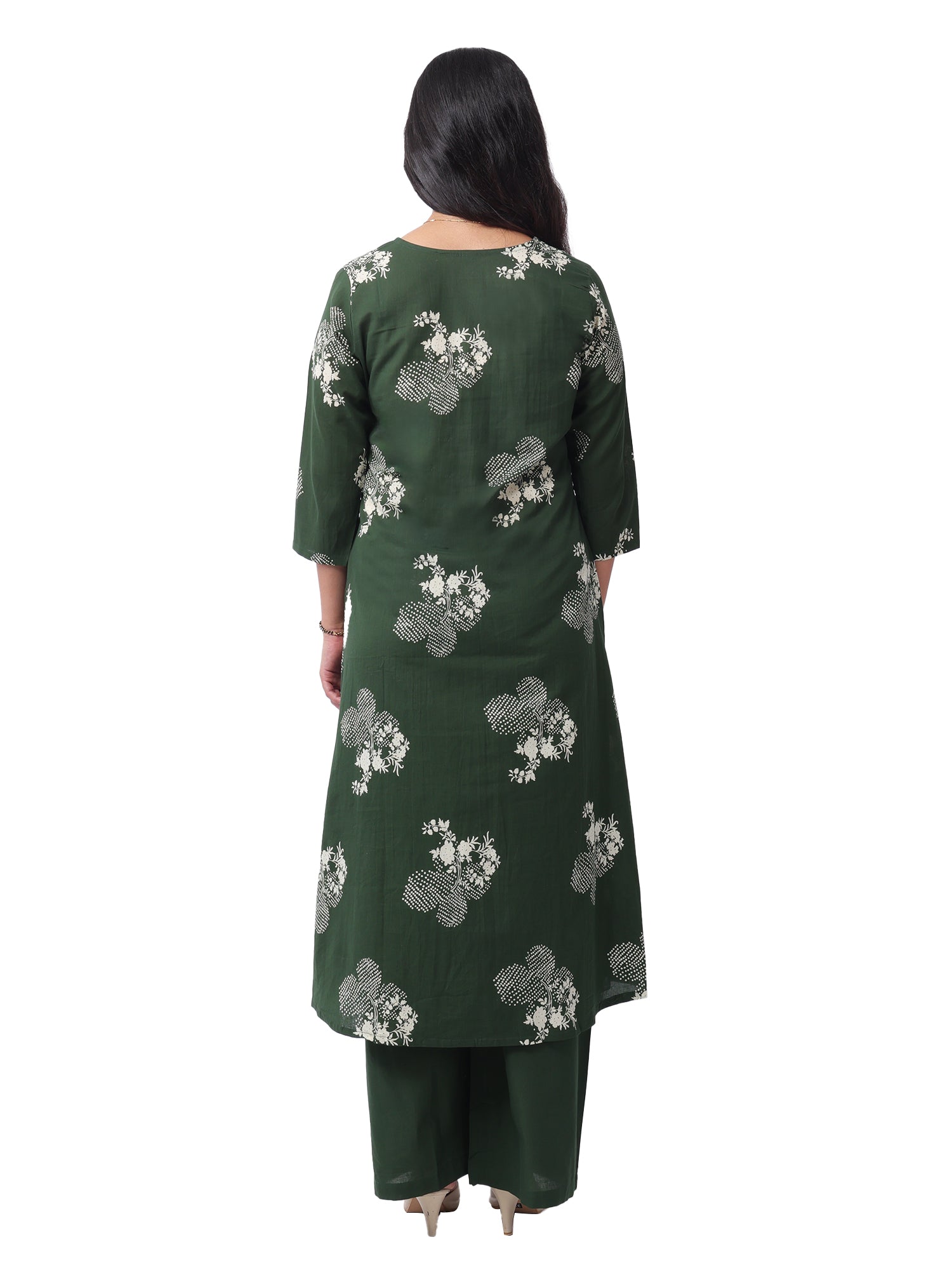 Fash'O'Holic Women's Green Printed Cotton Kurta Pant with Dupatta Set | 3-Piece Ethnic Suit Set