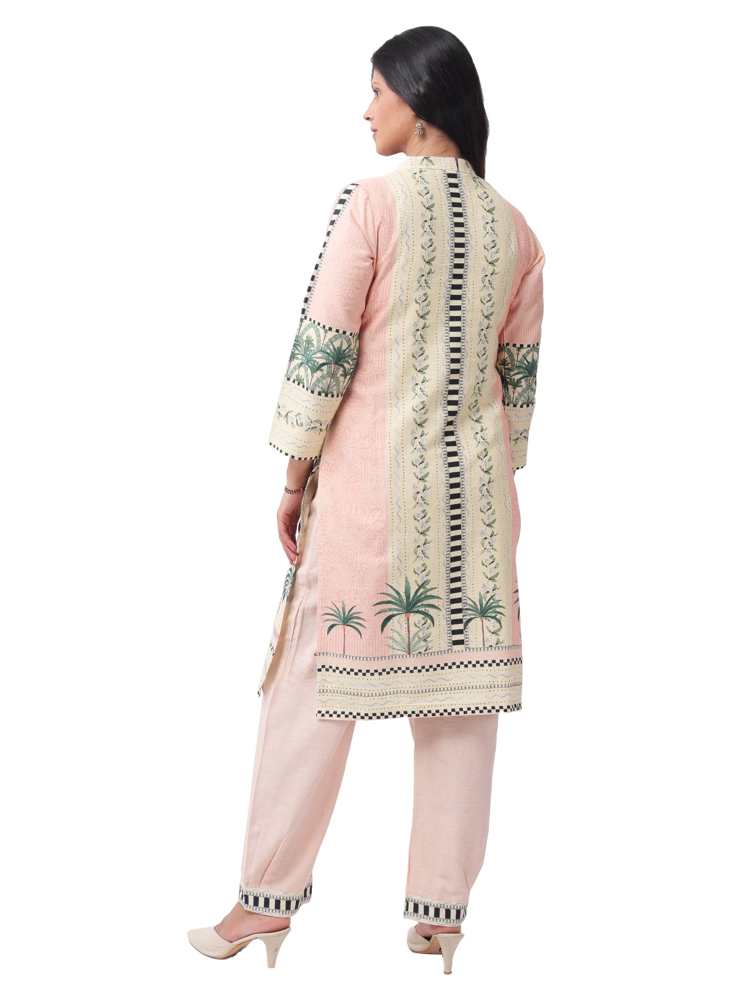 Fash'O'Holic Women's Premium Peach Printed Cotton Kurta Pant Set