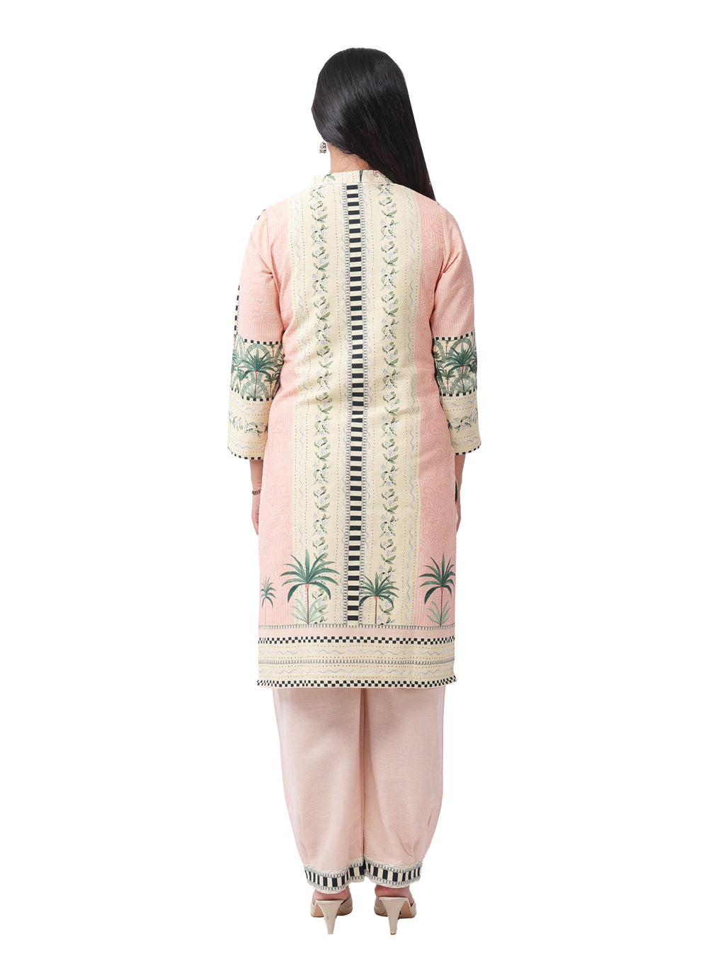 Fash'O'Holic Women's Premium Peach Printed Cotton Kurta Pant Set