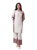 Fash'O'Holic Women's Premium Striped Cotton Kurta Pant Set with Printed Sleeves