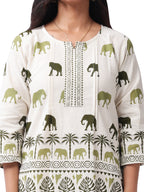 Women's Premium Ita Cotton Printed Co-Ord Set | Elephant & Palm Tree Print | Casual Summer Wear