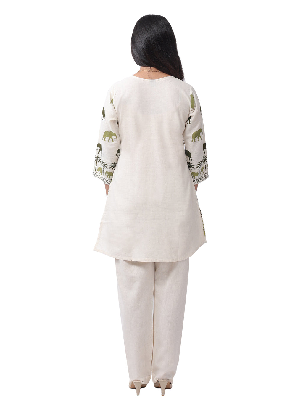 Women's Premium Ita Cotton Printed Co-Ord Set | Elephant & Palm Tree Print | Casual Summer Wear