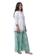 Fash'O'Holic Women's Premium White & Mint Green Cotton Co-ord Set