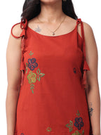 Fash'O'Holic Women's Premium Rust Orange Embroidered Kurta Pant Set