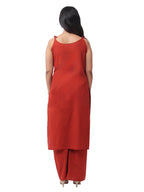 Fash'O'Holic Women's Premium Rust Orange Embroidered Kurta Pant Set