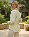 Ivory Bloom Lace-Up Shirt Top